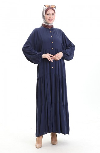 Dunkelblau Hijab Kleider 0090-03
