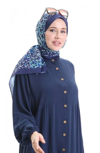 Halfgeknoopte Jurk Met Opstaande Kraag 0090-04 Marineblauw 0090-04