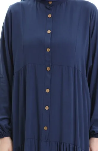 Halfgeknoopte Jurk Met Opstaande Kraag 0090-04 Marineblauw 0090-04