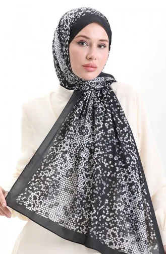 شال ناعم منقوش 70297-01 أسود رمادي 70297-01