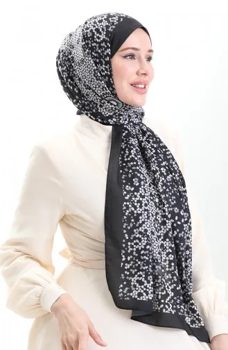 شال ناعم منقوش 70297-01 أسود رمادي 70297-01