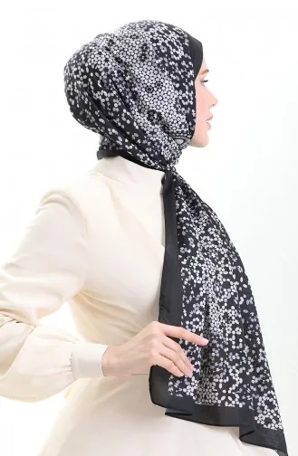 شال ناعم منقوش 70297-01 أسود رمادي 70297-01
