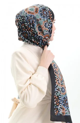 شال ناعم منقوش 70297-02 أسود برتقالي 70297-02