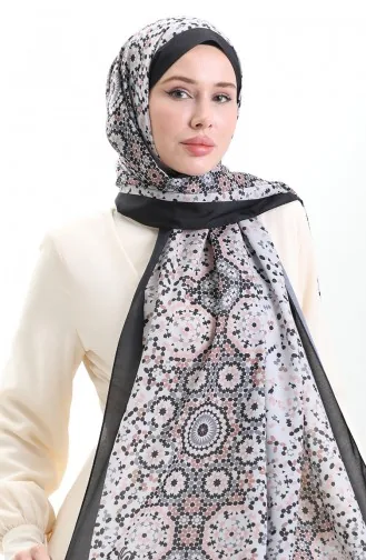 Châle Doux à Motifs 70297-03 Noir Saumon Clair 70297-03