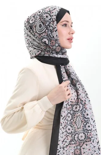 Châle Doux à Motifs 70297-03 Noir Saumon Clair 70297-03