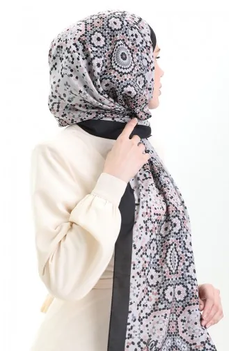 Châle Doux à Motifs 70297-03 Noir Saumon Clair 70297-03