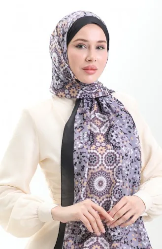 شال ناعم منقوش 70297-04 أسود أرجواني 70297-04