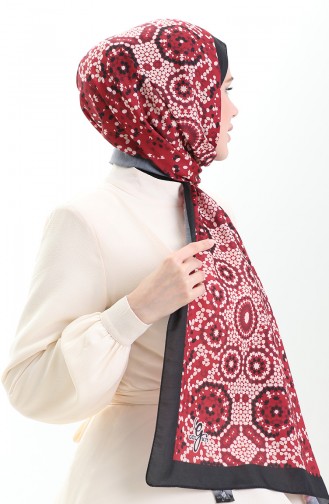 Desenli Soft Şal 70297-05 Siyah Bordo