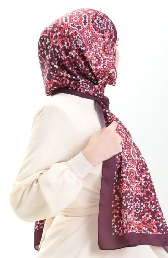Desenli Soft Şal 70297-06 Mürdüm Mercan Kırmızısı