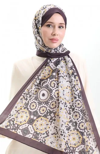 Desenli Soft Şal 70297-08 Koyu Mürdüm Sarı