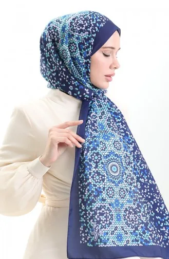 Châle Doux à Motifs 70297-09 Bleu Marine Vert Menthe 70297-09