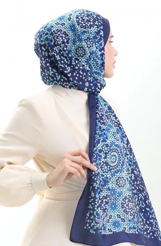 Châle Doux à Motifs 70297-09 Bleu Marine Vert Menthe 70297-09