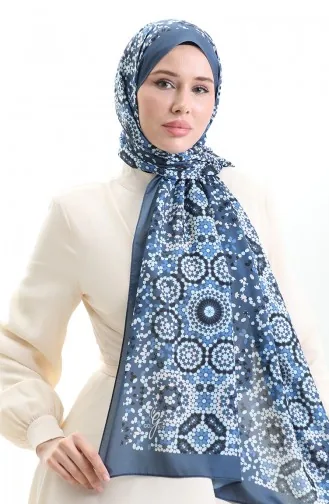 Desenli Soft Şal 70297-10 İndigo Füme