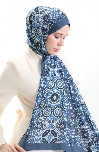 Desenli Soft Şal 70297-10 İndigo Füme