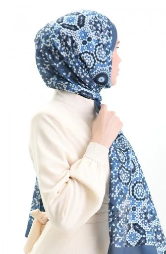 Desenli Soft Şal 70297-10 İndigo Füme