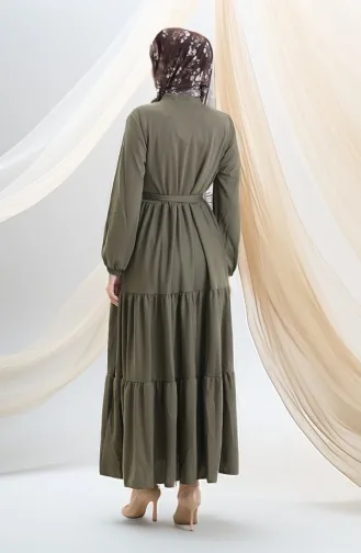 Robe Froncée à Demi-fermeture éclair 1202-02 Kaki 1202-02