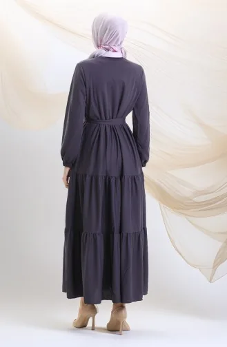Yarım Fermuarlı Büzgülü Elbise 1202-03 Antrasit