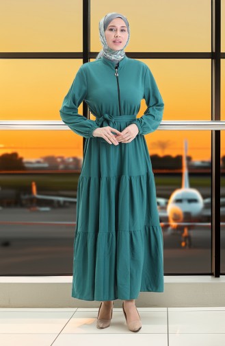 Robe Hijab Vert emeraude 1202-04
