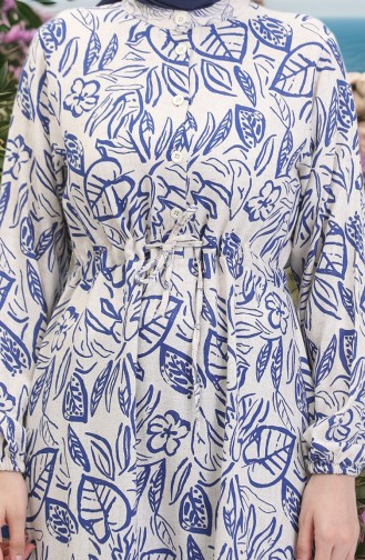 Robe Lin A Lacets Boutonné Devant 0520B-03 Beige Saks 0520B-03