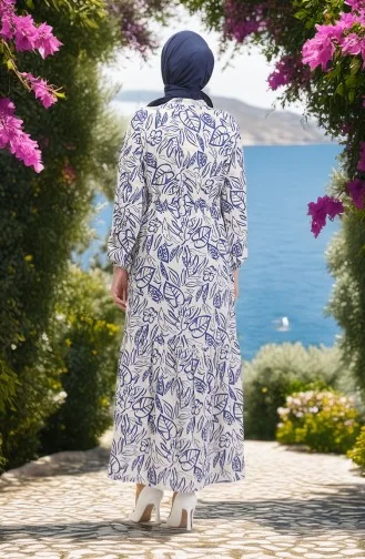 Linnen Jurk Met Knopen En Knopen Aan De Voorkant 0520B-03 Beige Saks 0520B-03