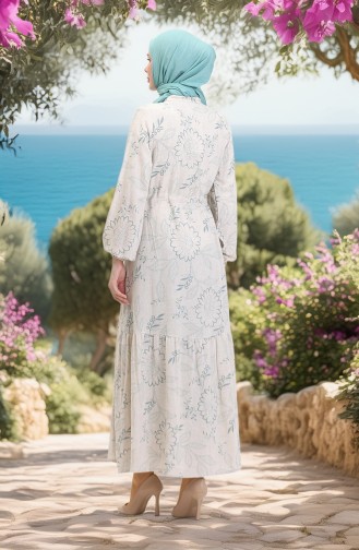 Robe Lin A Lacets Boutonné Devant 0520C-02 Beige Vert 0520C-02