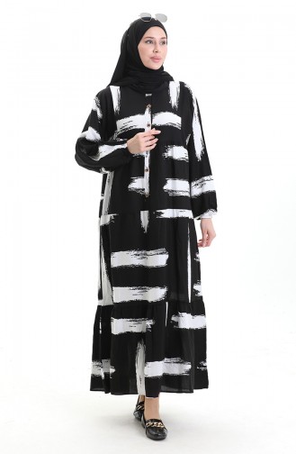 Schwarz Hijab Kleider 2069-03