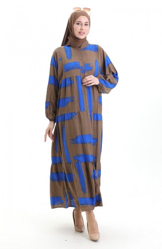 Braun Hijab Kleider 2069-04