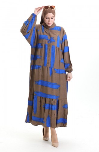Braun Hijab Kleider 2069-04