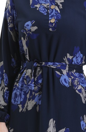 Navy Blue Hijab Dress 2076-01