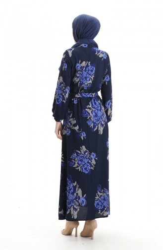 Navy Blue Hijab Dress 2076-01