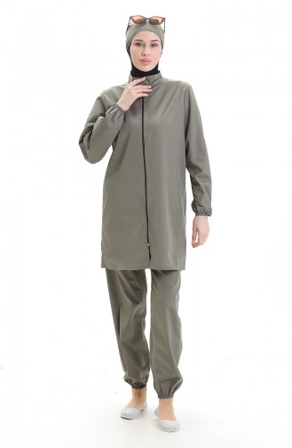 Hellkhaki grün Hijab Badeanzug 9006-04