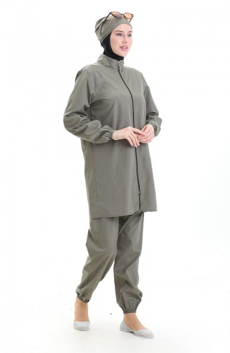 Hellkhaki grün Hijab Badeanzug 9006-04