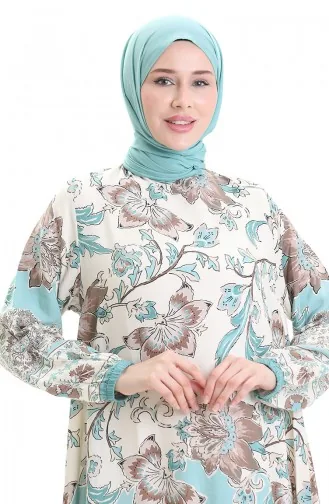 Desenli Viskon Tunik 1006-03 Çağla Yeşili