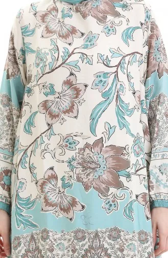 Desenli Viskon Tunik 1006-03 Çağla Yeşili