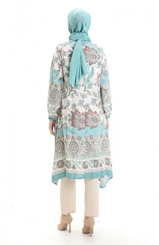Desenli Viskon Tunik 1006-03 Çağla Yeşili