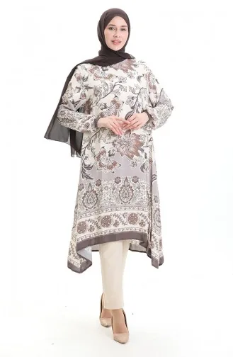 تونيك فيسكوز منقوش 1006-04 بني 1006-04