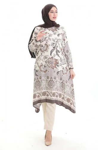 تونيك فيسكوز منقوش 1006-04 بني 1006-04