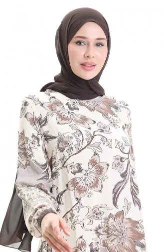 تونيك فيسكوز منقوش 1006-04 بني 1006-04