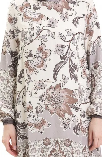 تونيك فيسكوز منقوش 1006-04 بني 1006-04