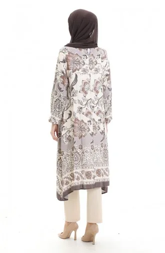 تونيك فيسكوز منقوش 1006-04 بني 1006-04