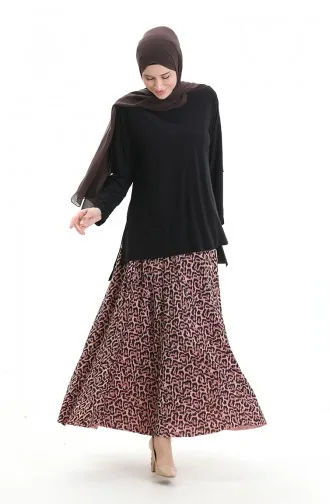 Sandy Kumaş Tunik Etek İkili Takım 2077-01 Siyah