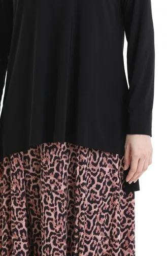 Sandy Kumaş Tunik Etek İkili Takım 2077-01 Siyah