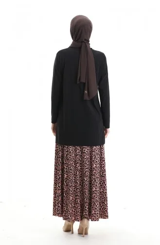 Sandy Kumaş Tunik Etek İkili Takım 2077-01 Siyah