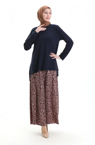 Sandy Kumaş Tunik Etek İkili Takım 2077-02 Lacivert