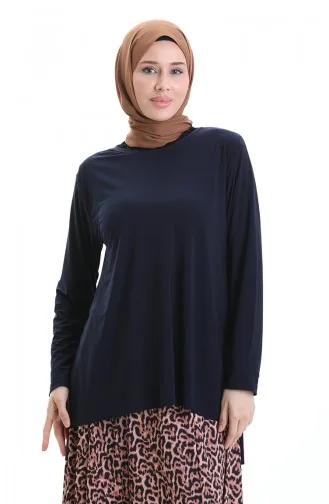 Sandy Kumaş Tunik Etek İkili Takım 2077-02 Lacivert