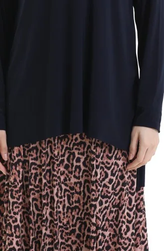 Sandy Kumaş Tunik Etek İkili Takım 2077-02 Lacivert