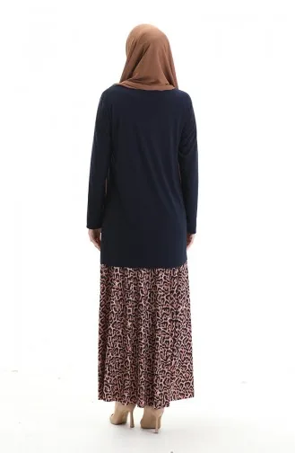 Sandy Kumaş Tunik Etek İkili Takım 2077-02 Lacivert