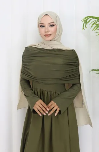Draped Madonna Collar Hijab Dress 81900-04 Green 81900-04