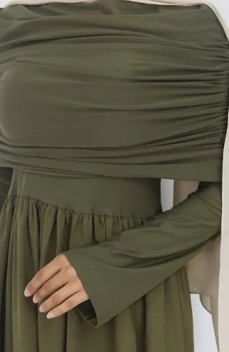Draped Madonna Collar Hijab Dress 81900-04 Green 81900-04