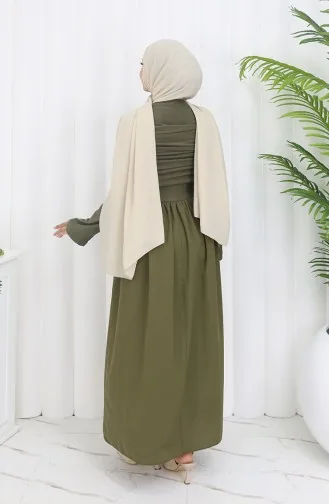 Draped Madonna Collar Hijab Dress 81900-04 Green 81900-04